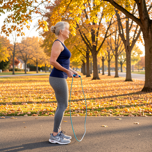 woman jumping rope park