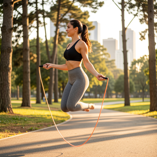 woman jumping rope park
