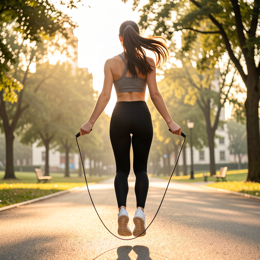 person jumping rope park