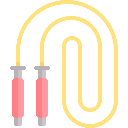 jump rope with yellow rope and red handles